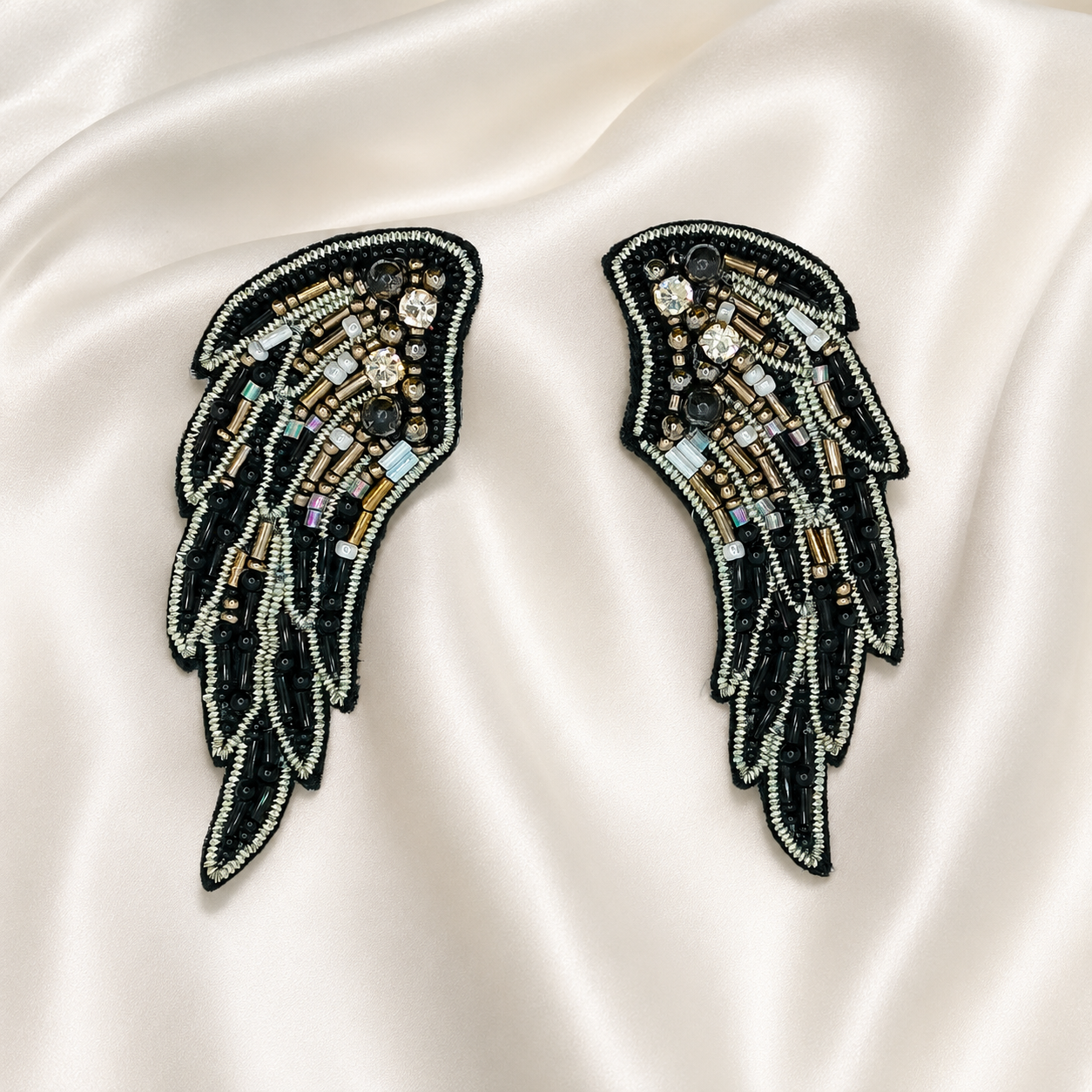 Statement Angel Wing Beaded Appliqué Patch Pair