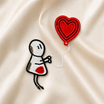 Heart Balloon Beaded Appliqué Patch