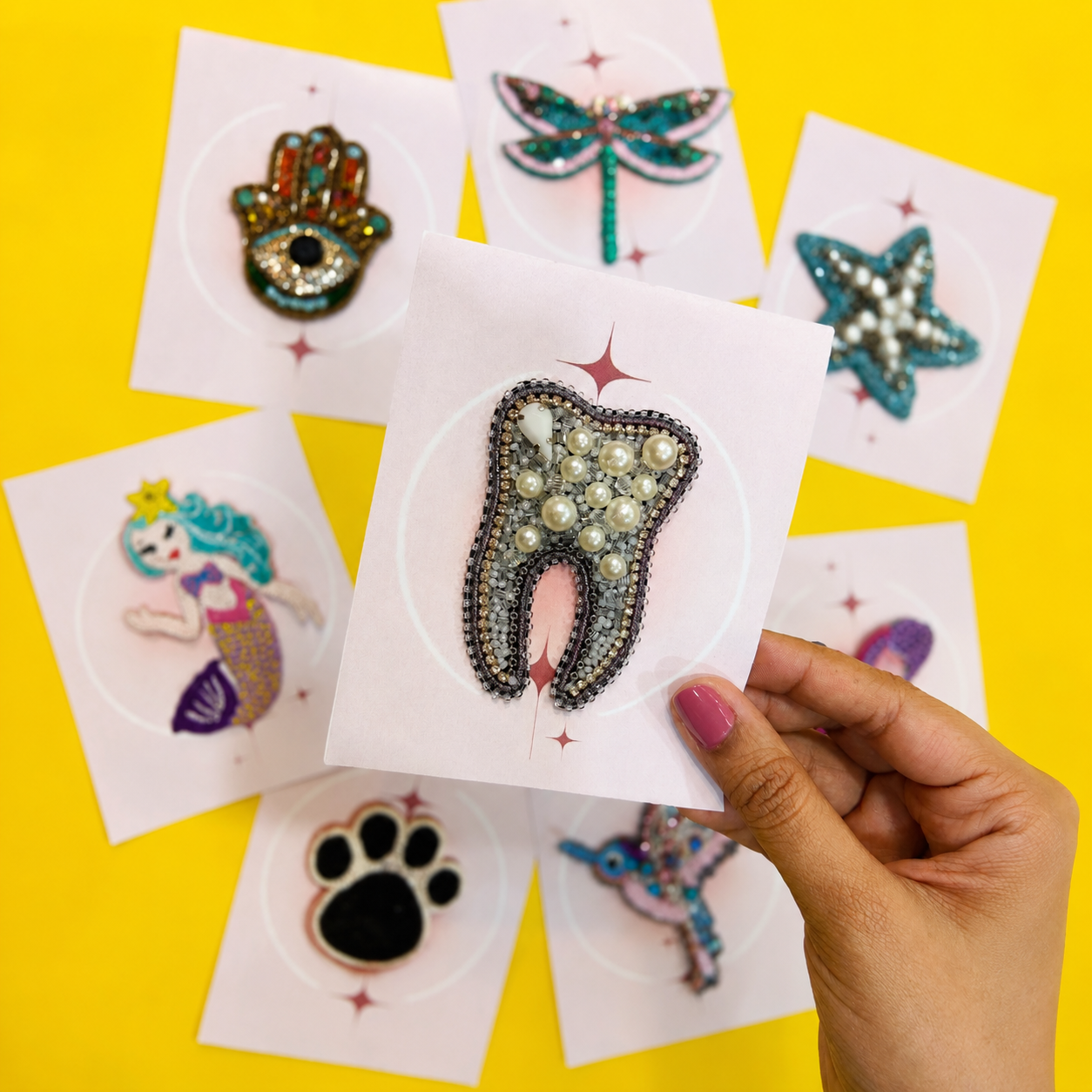 Pearl Tooth Beaded Appliqué Patch
