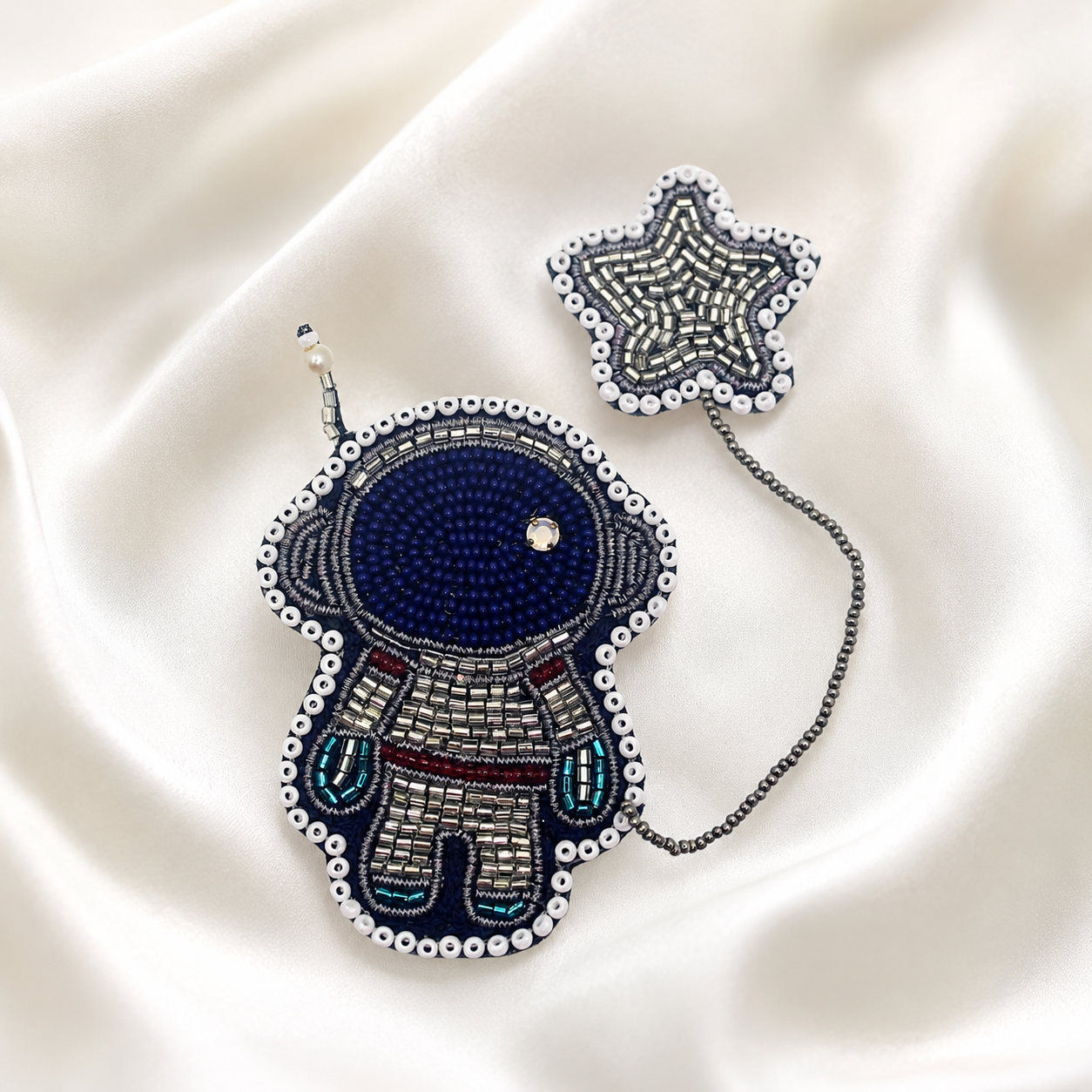 Astronaut Star Beaded Appliqué Patch