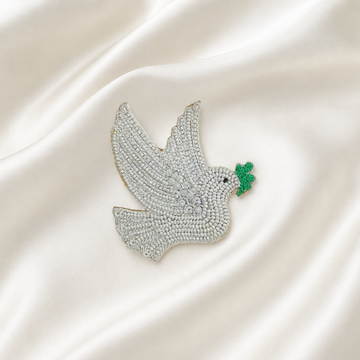 Graceful Dove Handcrafted Beaded Appliqué Patch