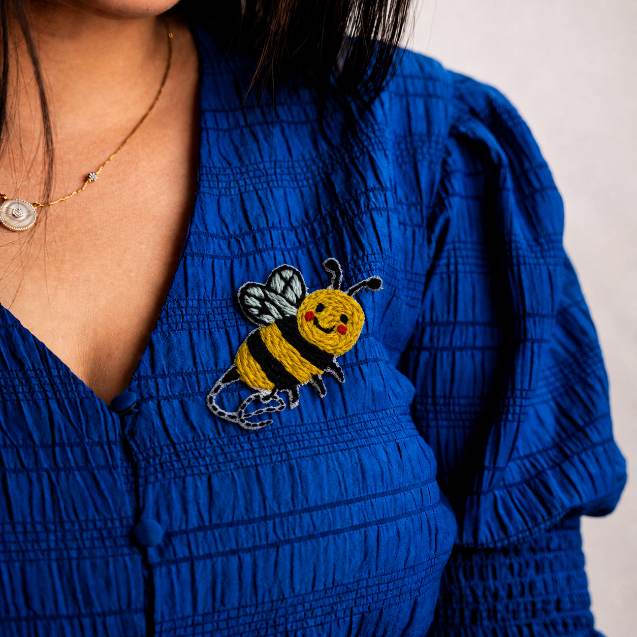 Happy Little Bumblebee Embroidered Patch
