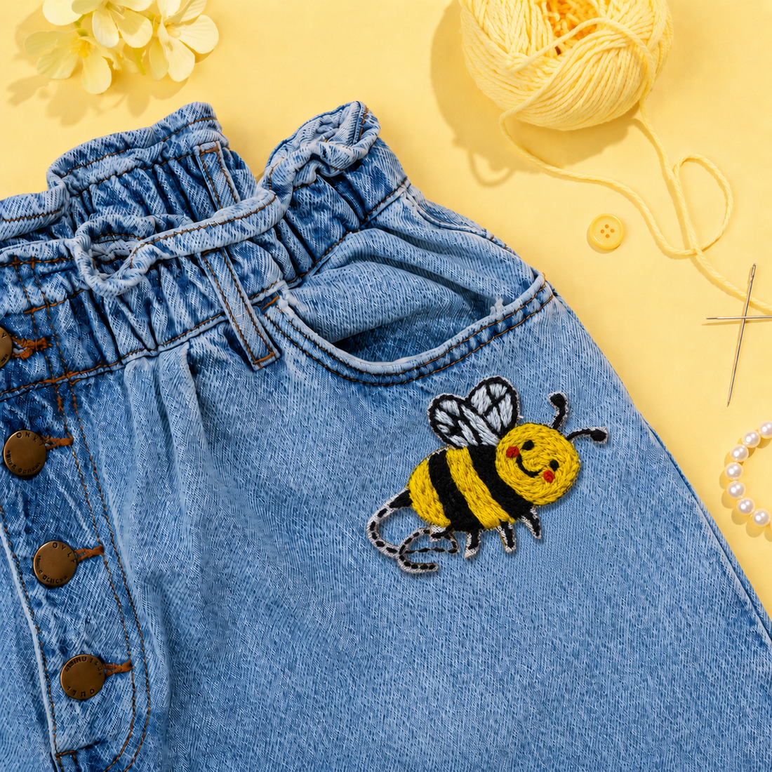 Happy Little Bumblebee Embroidered Patch