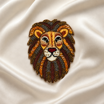 Regal Lion Face Embroidered Appliqué Patch