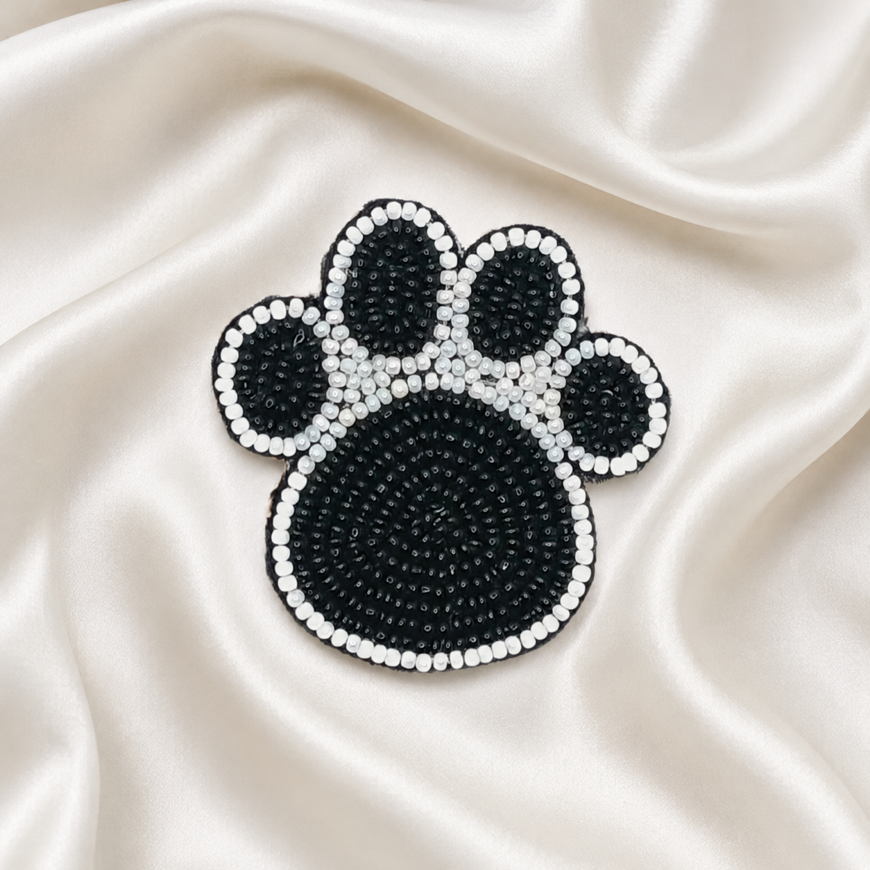 Playful Paw Print Beaded Appliqué Patch