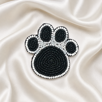 Playful Paw Print Beaded Appliqué Patch