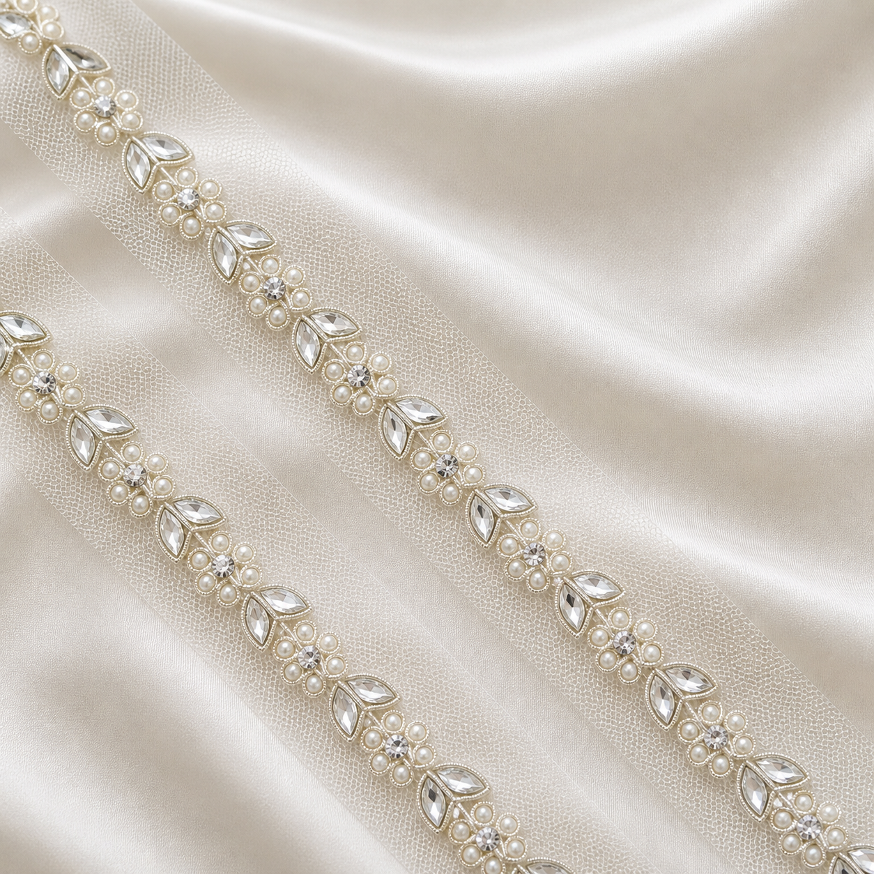 Beads And Stone Embellished Handwork Trim