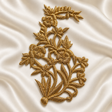 Intricate Floral Vine Zardozi Embroidered Patch with Raised Metallic Threadwork (Copy)