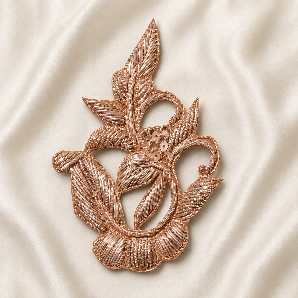 Floral Vine Sequin & Beaded Embroidered Appliqué Patch for Bridal & Designer Wear