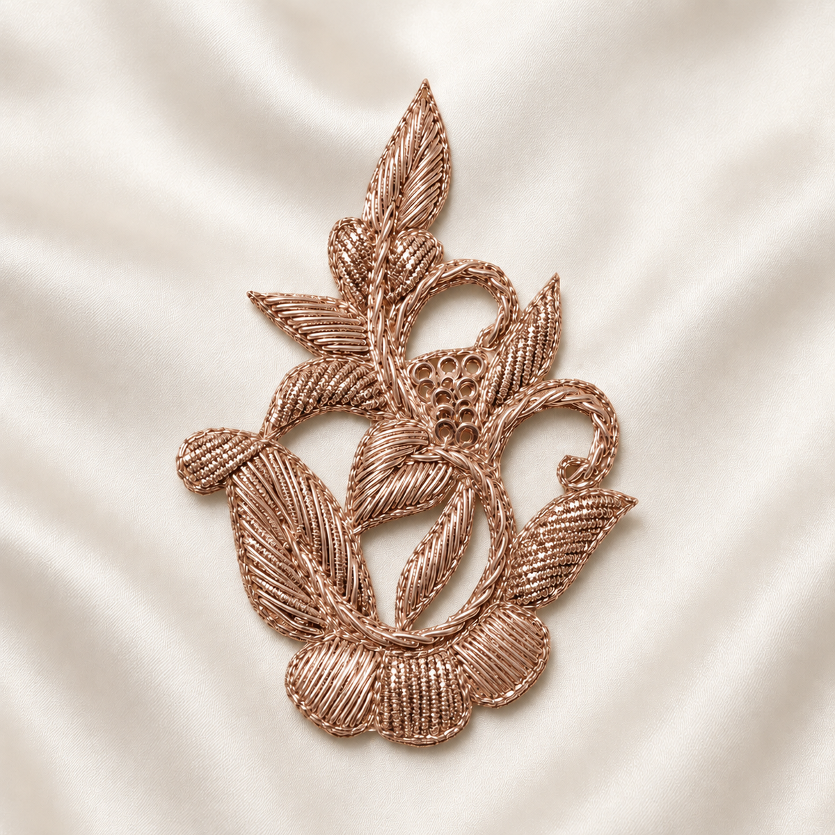 Floral Vine Metallic Handwork Appliqué Patch with Sequin Detailing