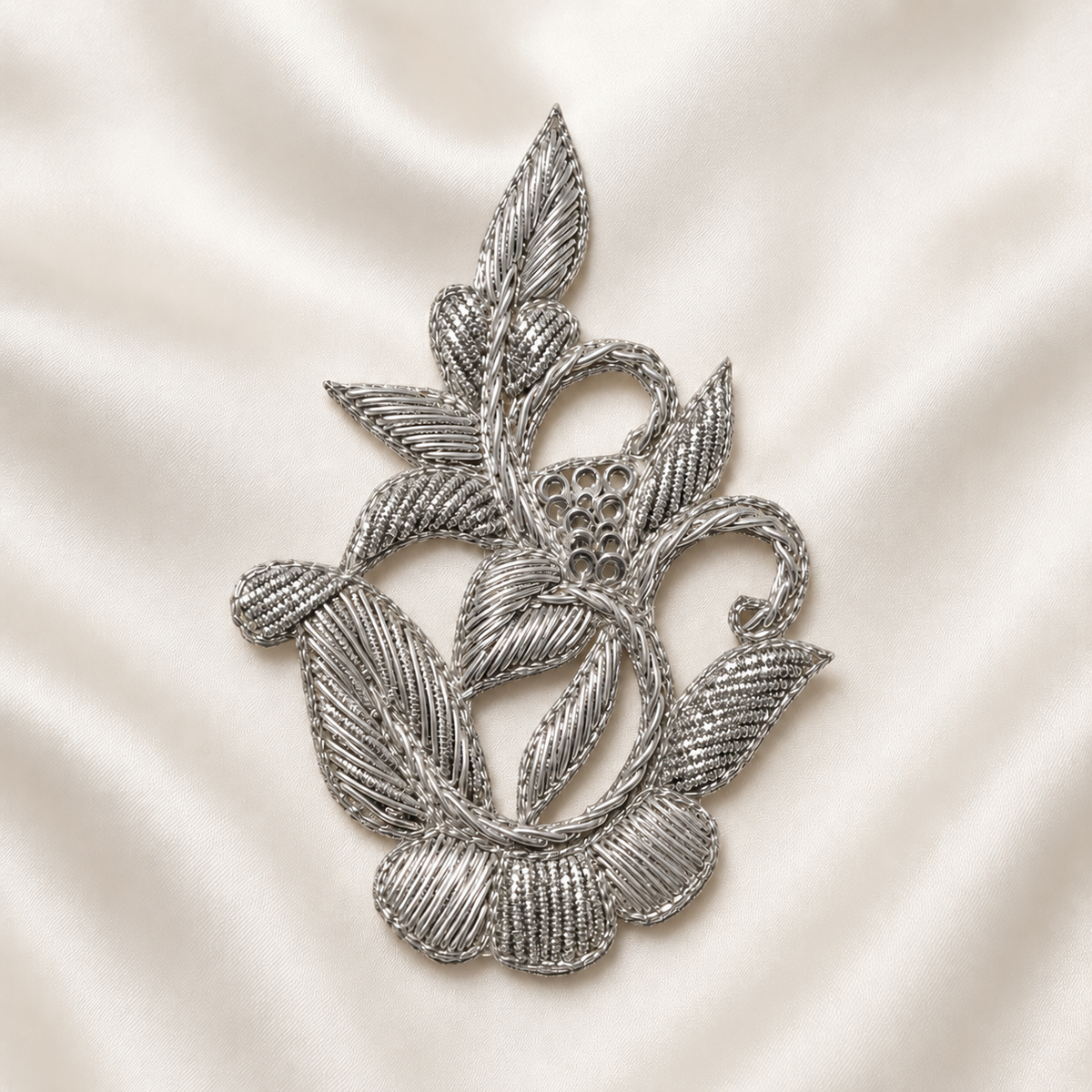 Floral Vine Metallic Handwork Appliqué Patch with Sequin Detailing