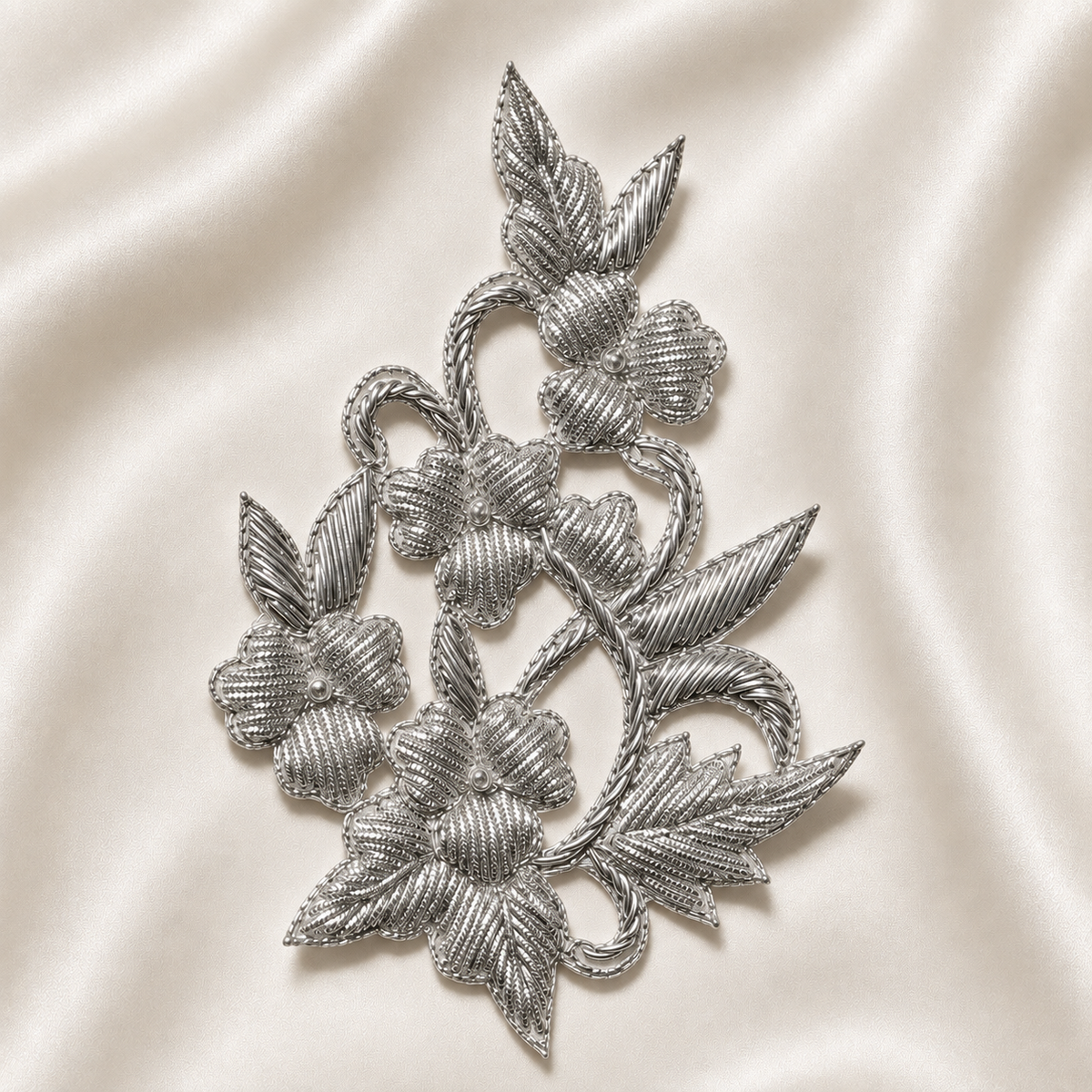 Handcrafted Floral Motif Embroidered Patch with Sequin Work