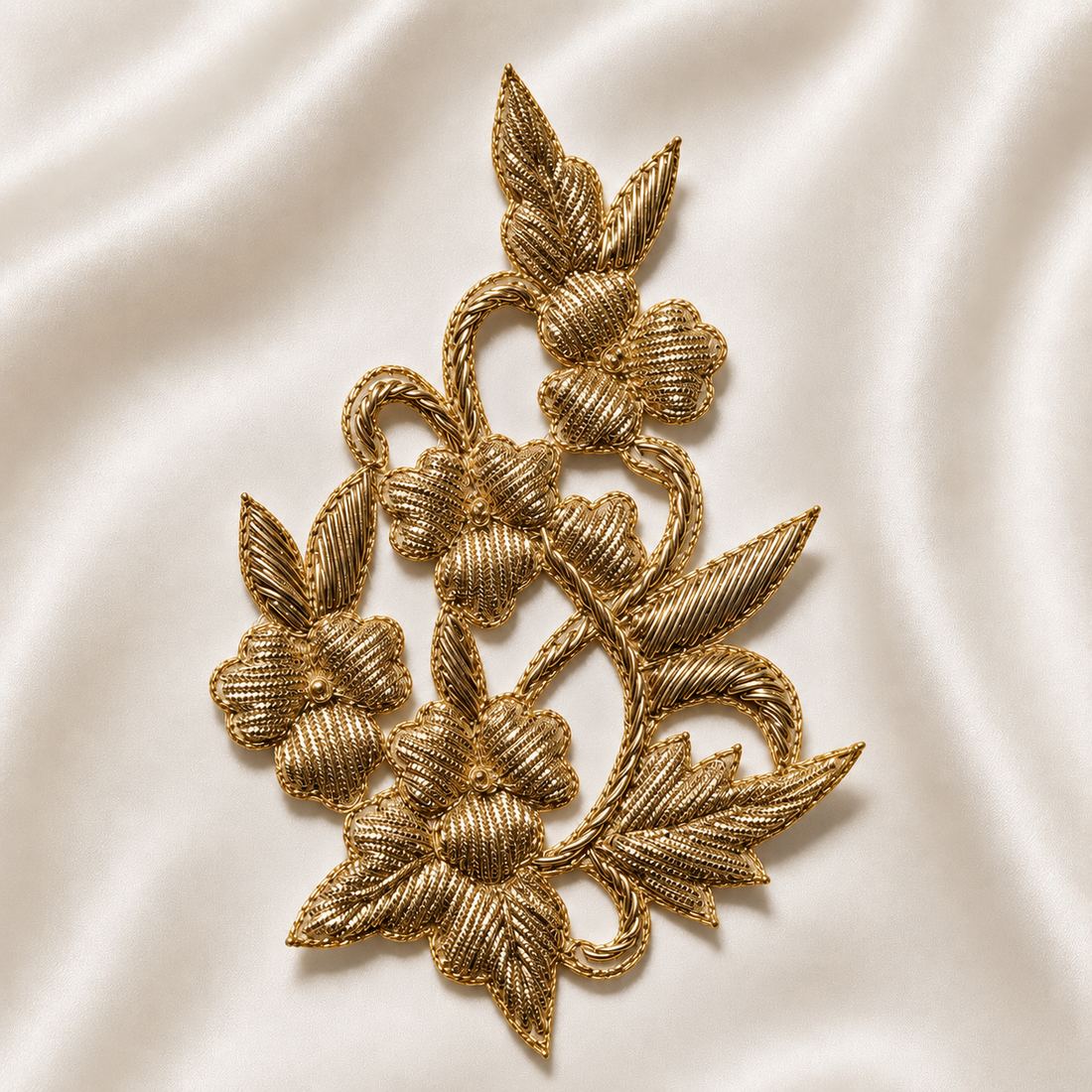 Handcrafted Floral Motif Embroidered Patch with Sequin Work