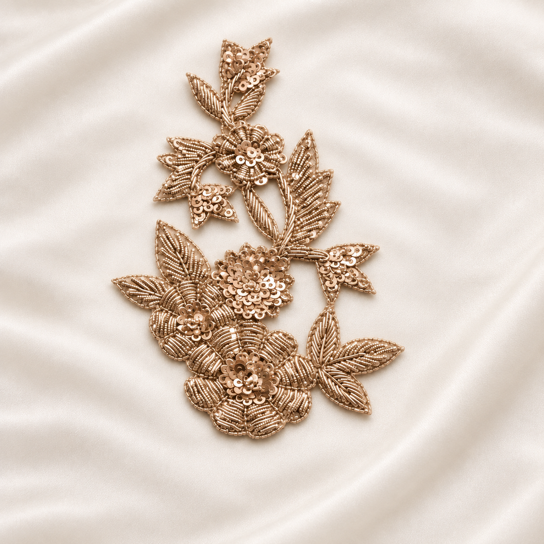 Luxury Handcrafted Zari Floral Applique Patch