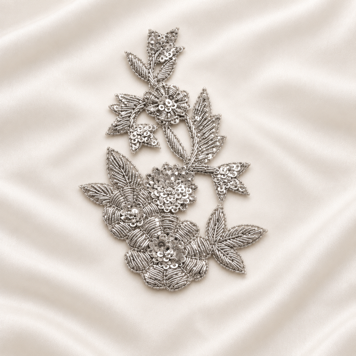 Luxury Handcrafted Zari Floral Applique Patch