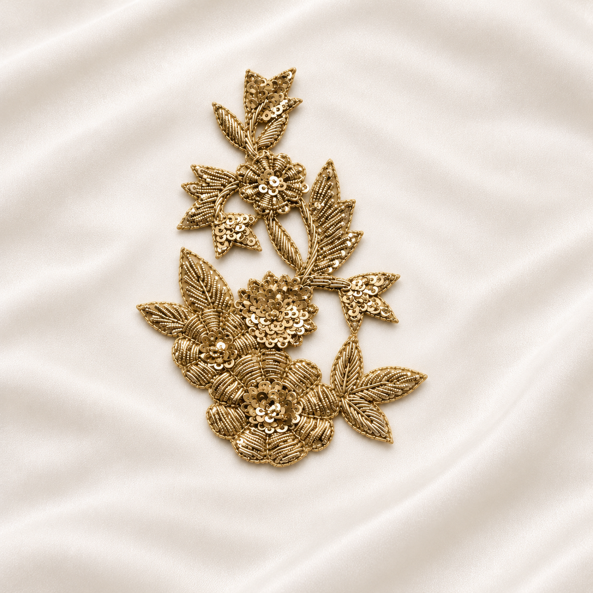 Luxury Handcrafted Zari Floral Applique Patch