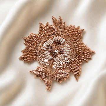 Handcrafted Floral Sequin and Beaded Designer Patch