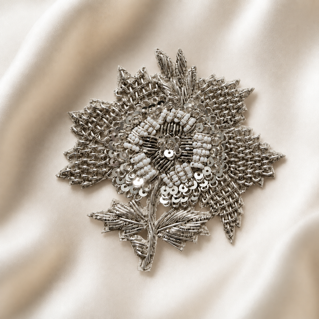 Handcrafted Floral Sequin and Beaded Designer Patch
