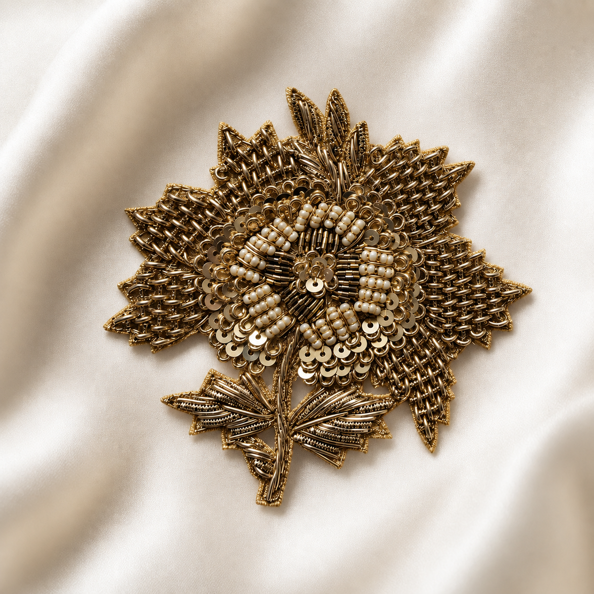 Handcrafted Floral Sequin and Beaded Designer Patch