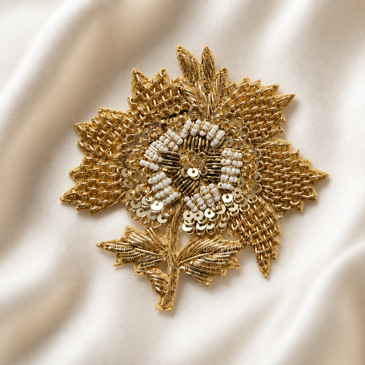 Handcrafted Floral Sequin and Beaded Designer Patch