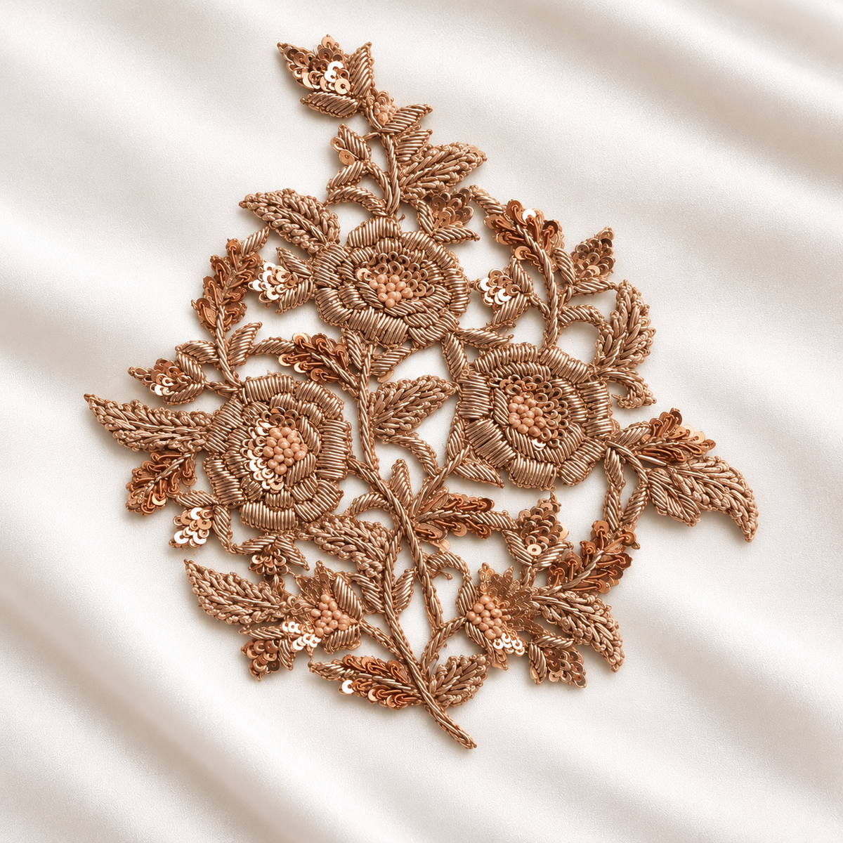Floral Vine Sequin & Beaded Handwork Appliqué Patch (6/12 Pieces)