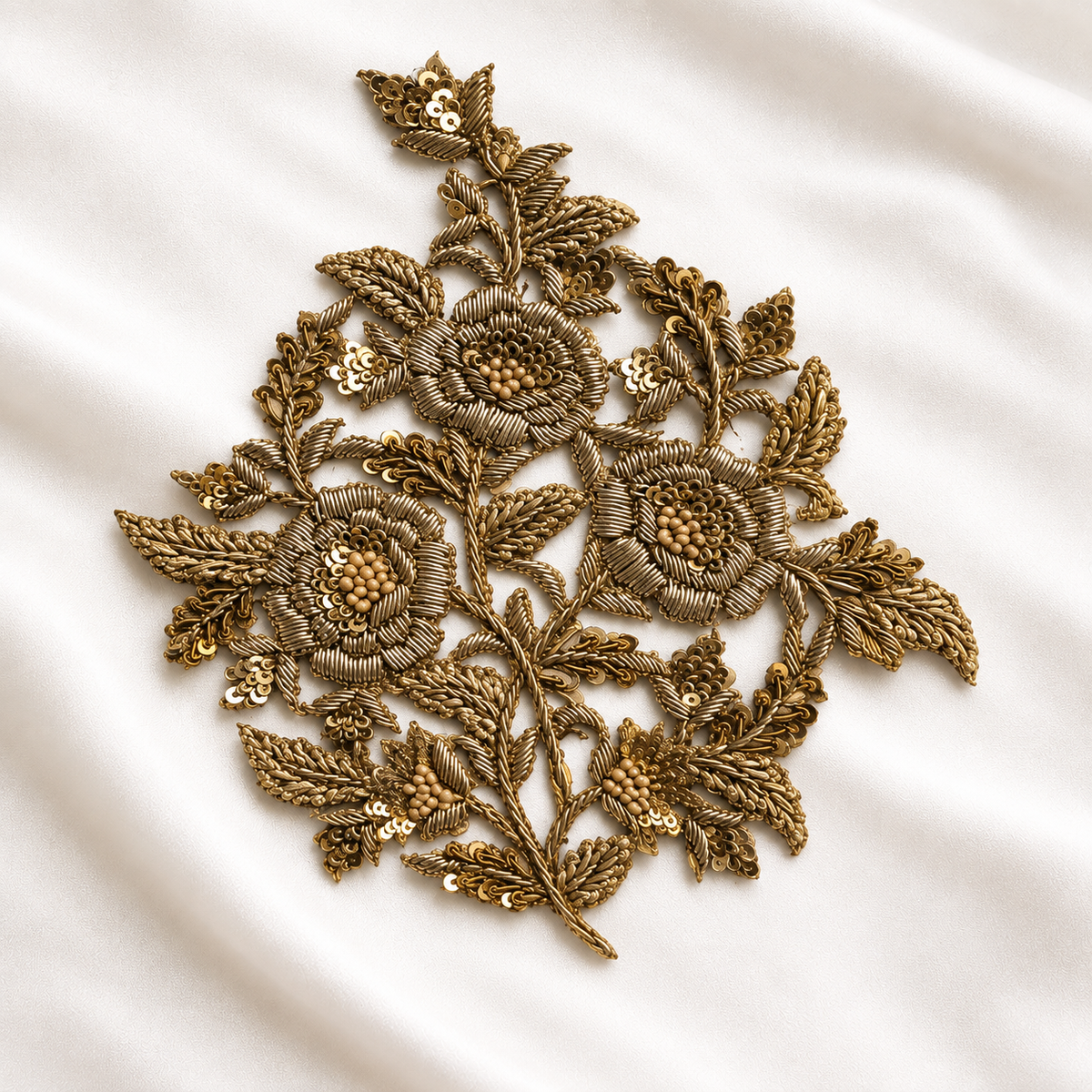 Floral Vine Sequin & Beaded Handwork Appliqué Patch (6/12 Pieces)