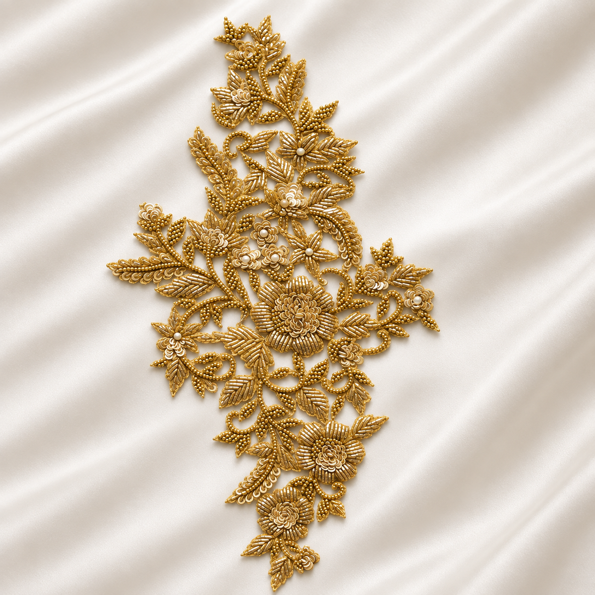 Floral Zardozi Embroidery Patch