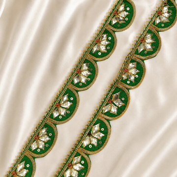 Green Scalloped Gota Patti Lace Trim Border