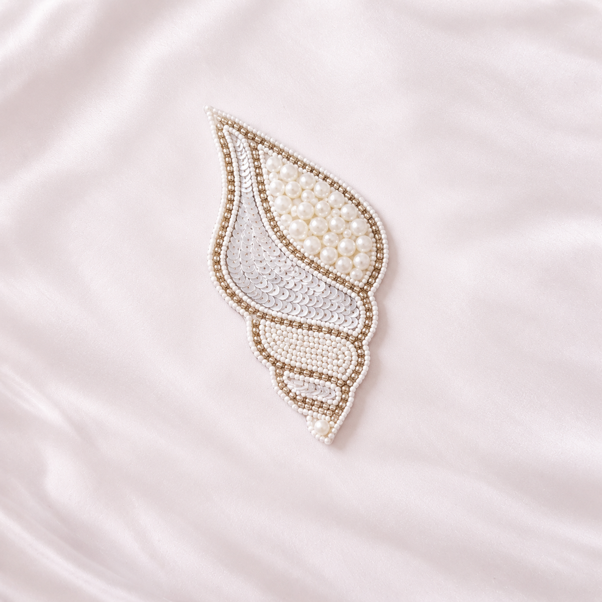Handcrafted Pearl & Sequin Embroidered Applique Patch
