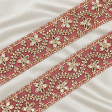 Floral Mirror and Rhinestone Vine Embroidered Lace