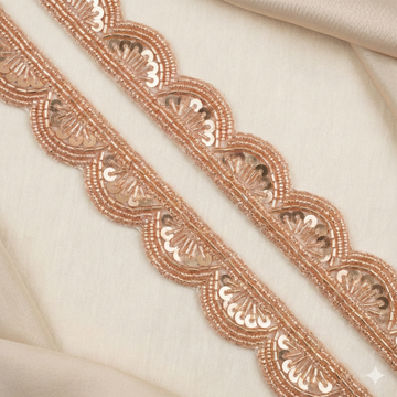 Rose Gold Handwork Zardozi Work Lace