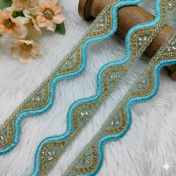 Designer Scalloped Cutdana Embroidered Trim Border