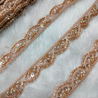 Elegant Beaded Embroidered Scallop Lace Trim