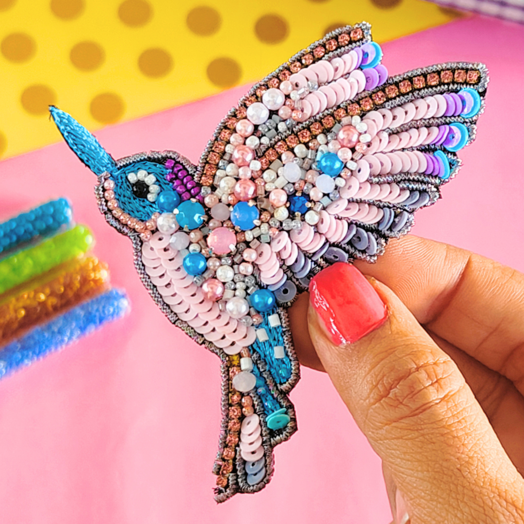 Whimsical Bird Handcrafted Beaded Appliqué Patch