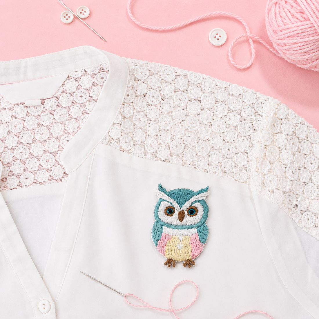 Pastel Hoot Owl Embroidered Patch