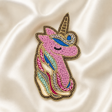 Whimsy Pink Rainbow Unicorn Beaded Patch
