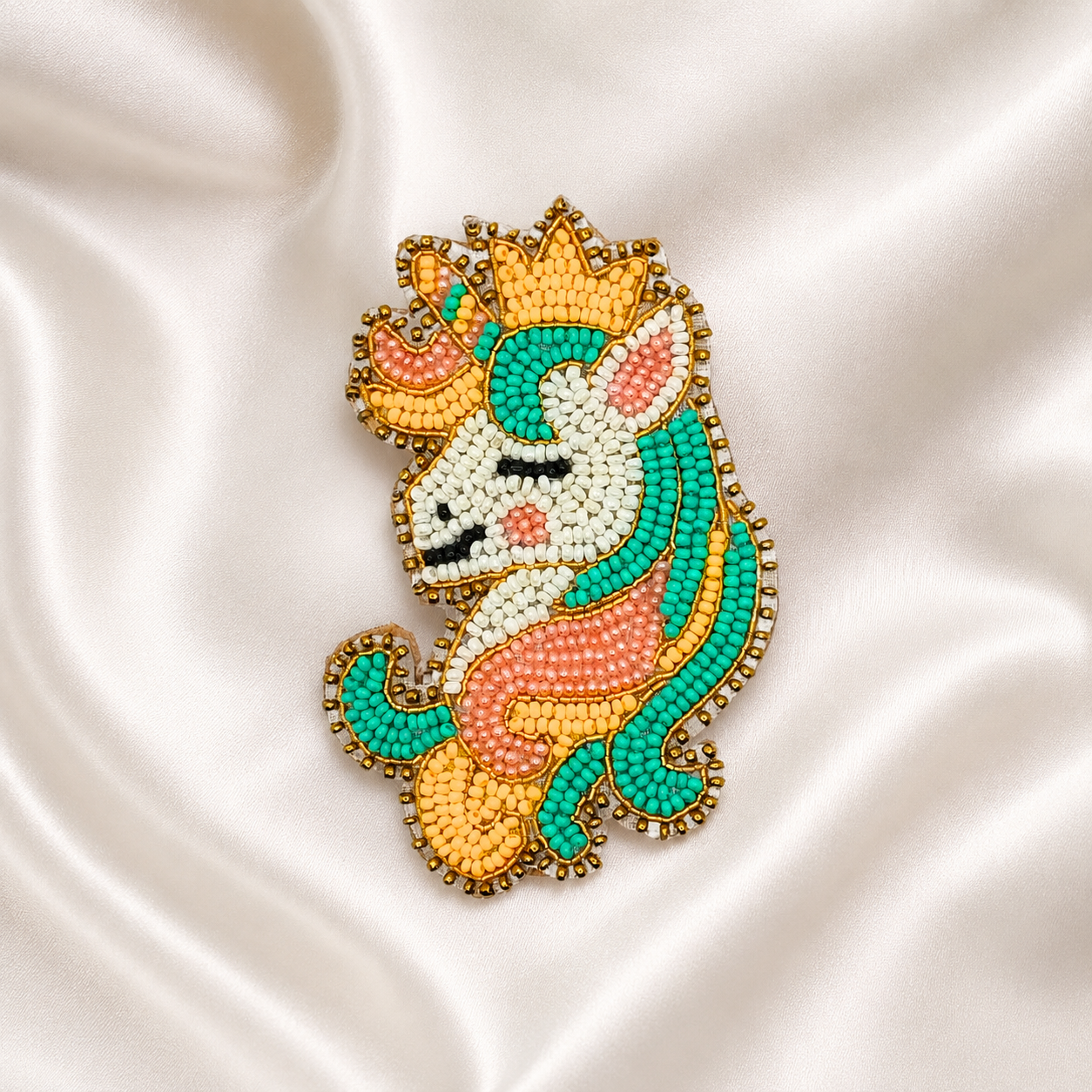Princess Unicorn Beaded Appliqué Patch