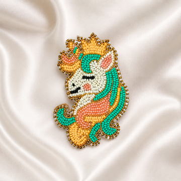 Princess Unicorn Beaded Appliqué Patch