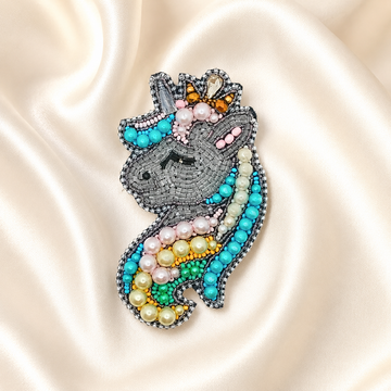 Rainbow Unicorn Pearl Beaded Patch