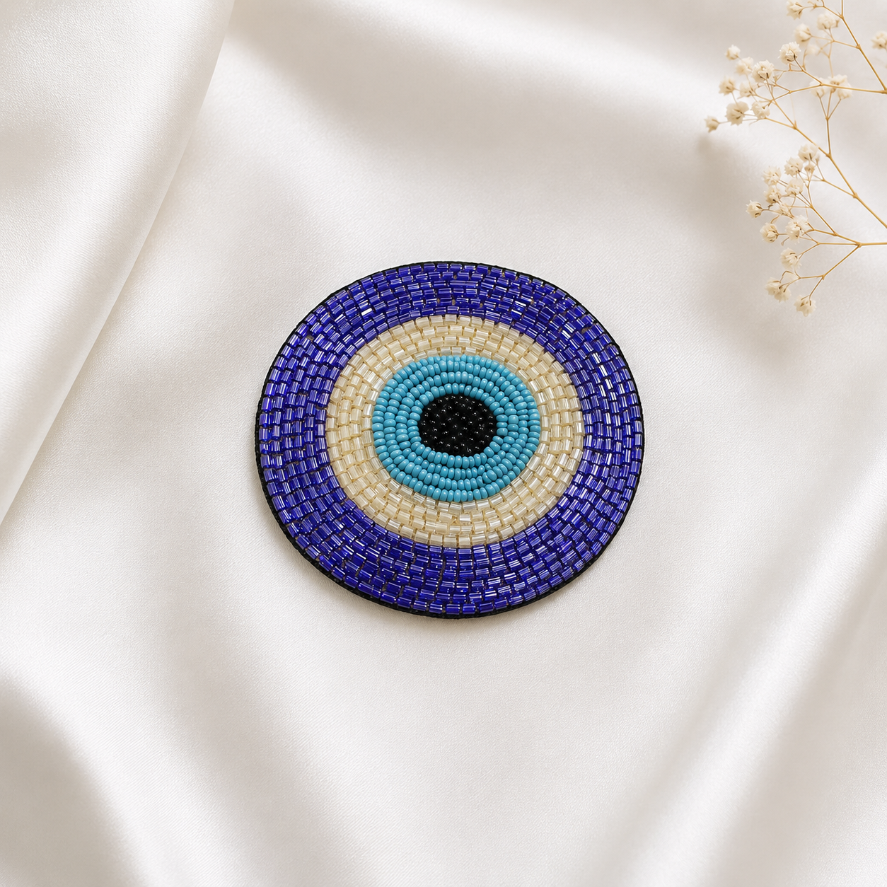 Evil Eye Beaded Patch with Concentric Embellished Detailing