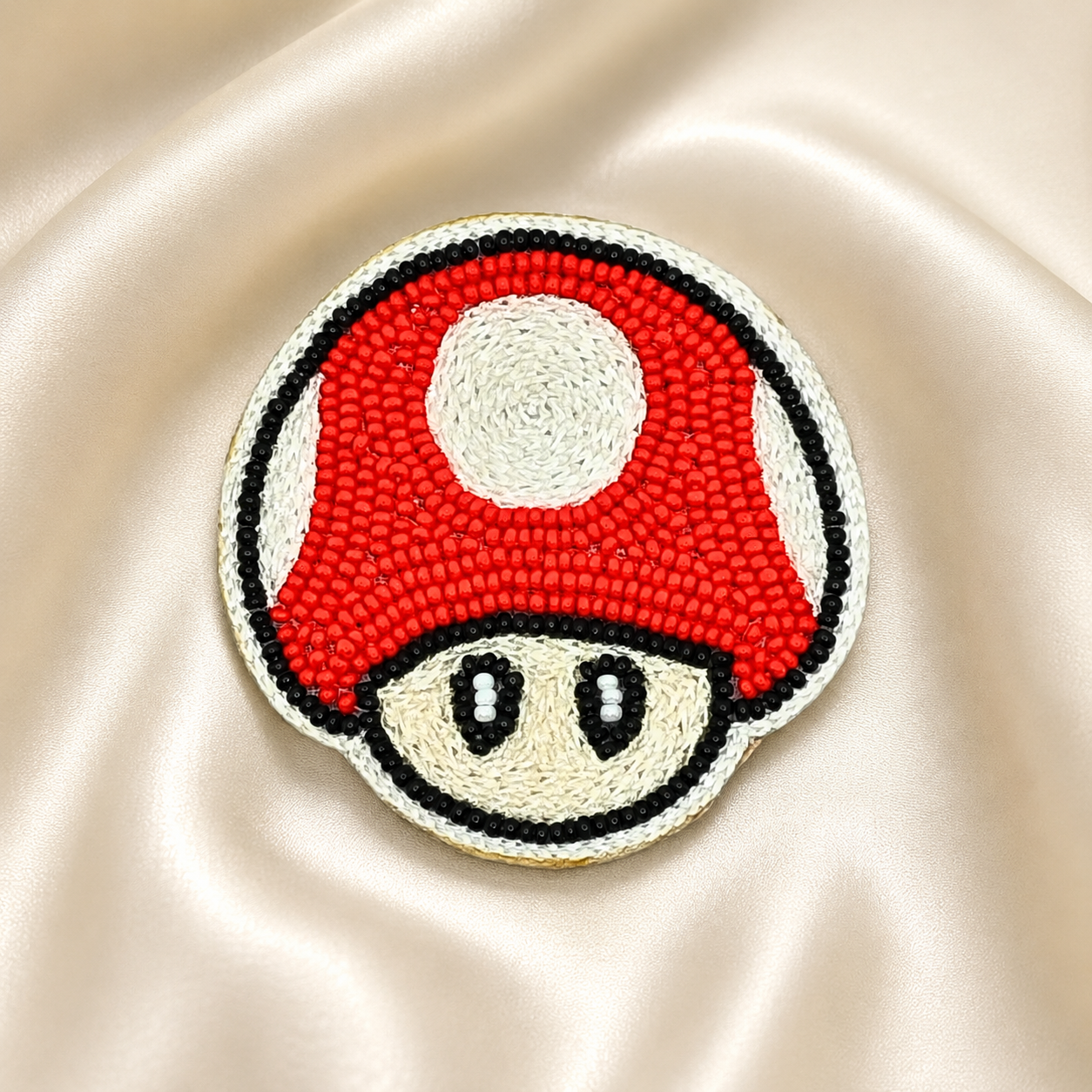 Whimsical Mushroom Beaded Appliqué Patch