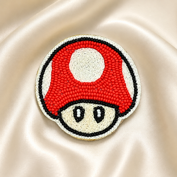 Whimsical Mushroom Beaded Appliqué Patch