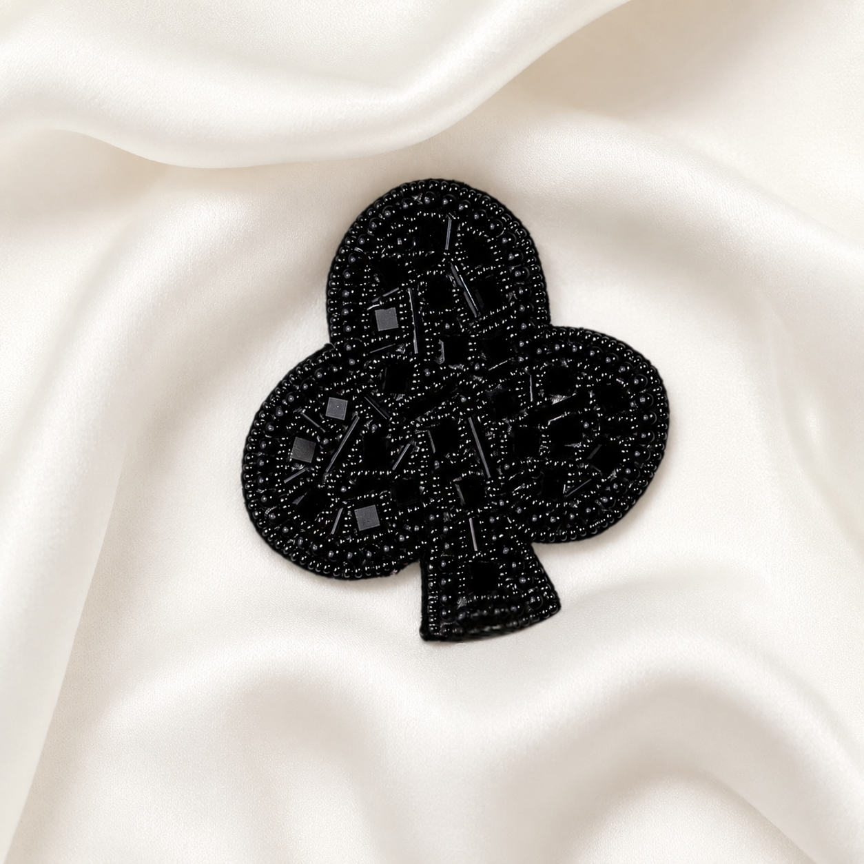 Black Club Beaded Appliqué Patch
