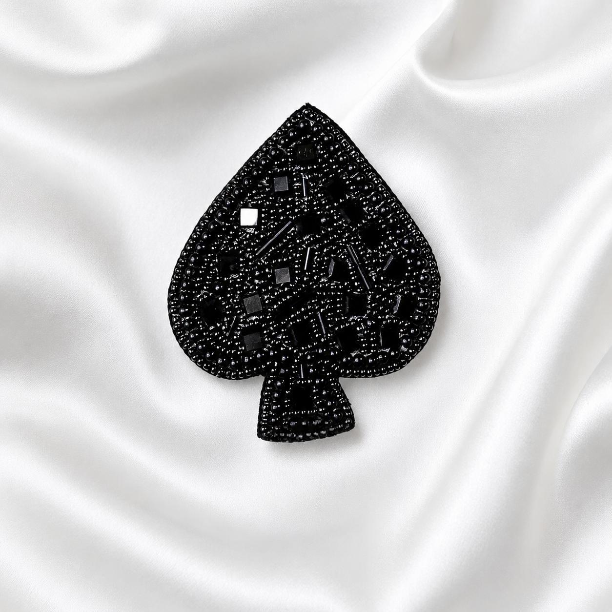 Black Spade Beaded Appliqué Patch