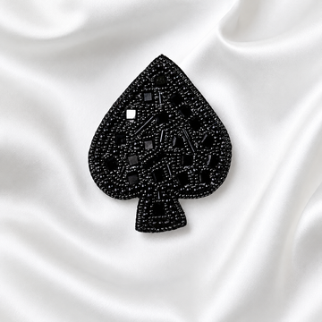 Black Spade Beaded Appliqué Patch