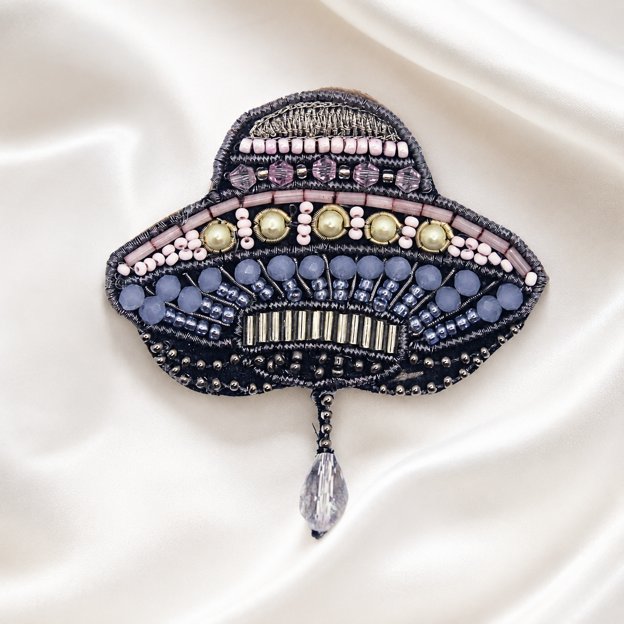 Beaded UFO Spaceship Appliqué Patch