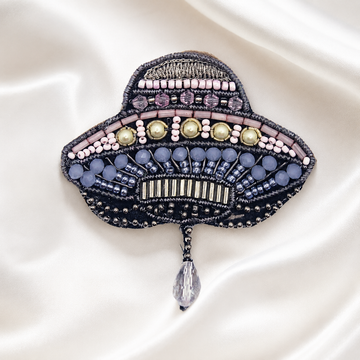 Beaded UFO Spaceship Appliqué Patch