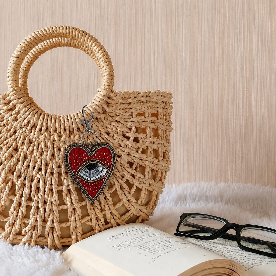 LoveGuard Beaded Evil Eye Heart Charm