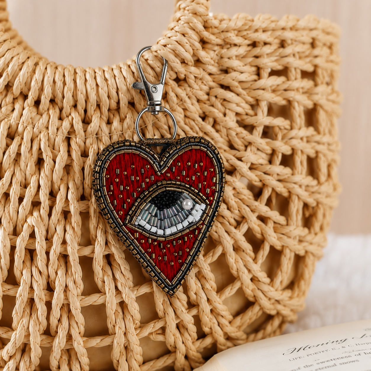 LoveGuard Beaded Evil Eye Heart Charm