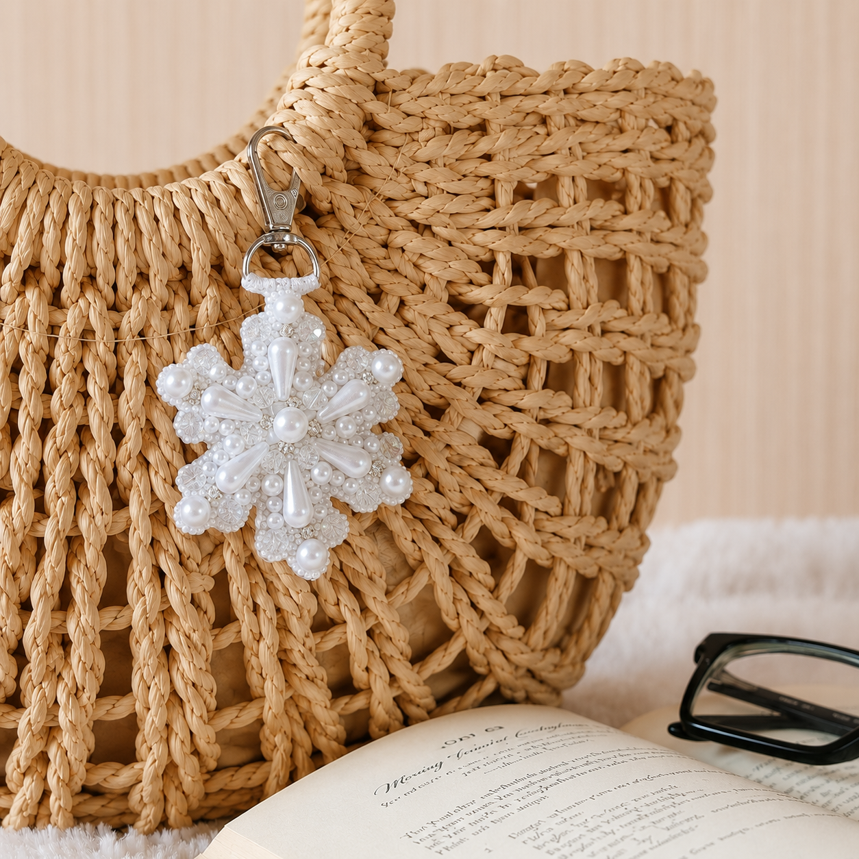 SnowCrystal Crystal Pearl Snowflake Charm